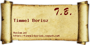 Timmel Borisz névjegykártya